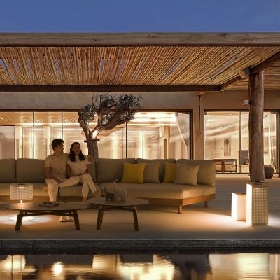 GAMORA - tavolino con struttura in alluminio effetto legno