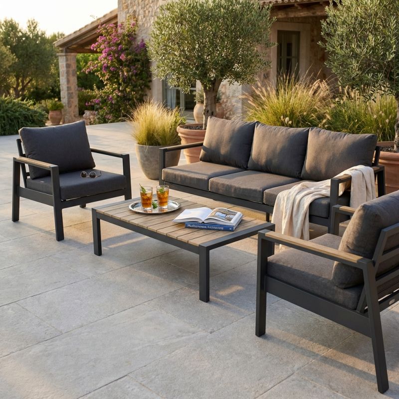 NAVARRA - salotto con struttura in alluminio verniciato antracite o bianco