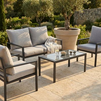 FLAMENCO - salotto con struttura in alluminio verniciato antracite o bianco