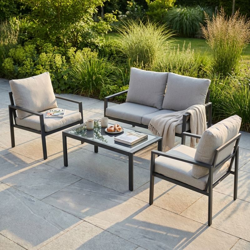 FLAMENCO - salotto con struttura in alluminio verniciato antracite o bianco