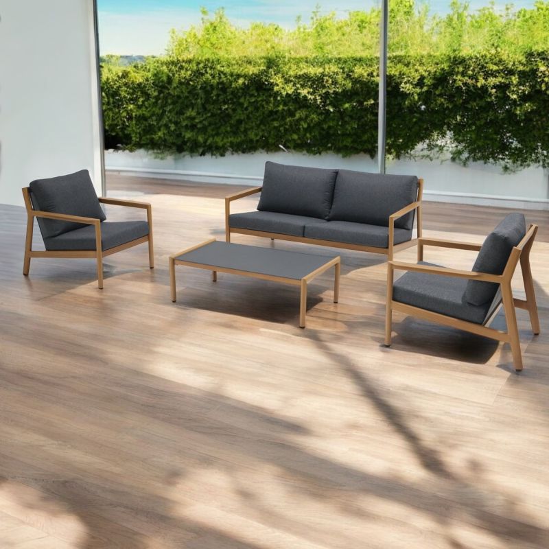 MAGNET - salotto con struttura in alluminio verniciato effetto legno