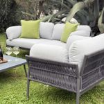 GALASSIA - salotto con struttura in alluminio bianco, rosso o antracite, rivestimento in corda in pvc