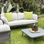 GALASSIA - salotto con struttura in alluminio bianco, rosso o antracite, rivestimento in corda in pvc