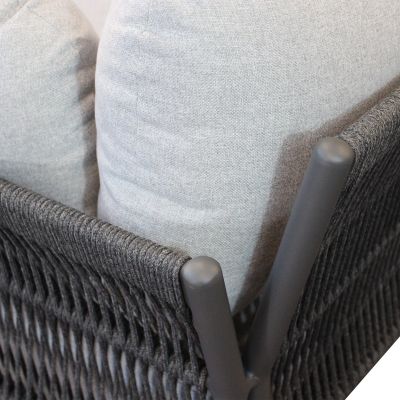 GALASSIA - salotto con struttura in alluminio bianco, rosso o antracite, rivestimento in corda in pvc