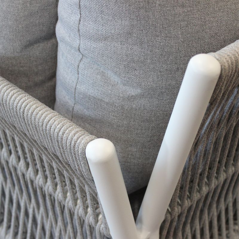 GALASSIA - salotto con struttura in alluminio bianco, rosso o antracite, rivestimento in corda in pvc