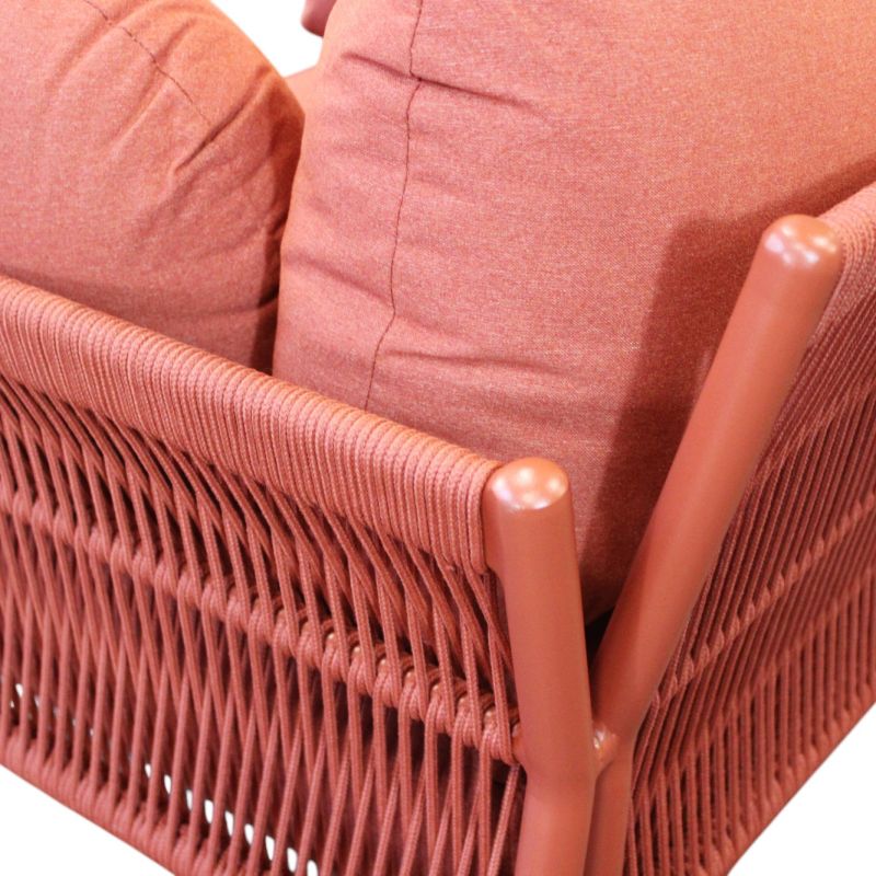 GALASSIA - salotto con struttura in alluminio bianco, rosso o antracite, rivestimento in corda in pvc