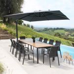 COPERNICO - struttura in alluminio verniciato bianco o antracite, piano in teak