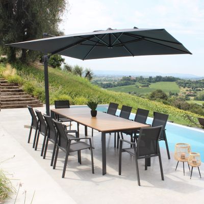 COPERNICO - struttura in alluminio verniciato bianco o antracite, piano in teak