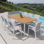 COPERNICO - struttura in alluminio verniciato bianco o antracite, piano in teak