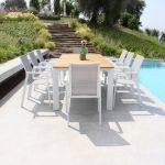 COPERNICO - struttura in alluminio verniciato bianco o antracite, piano in teak