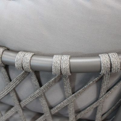 BACHATA - salotto con struttura in alluminio verniciato taupe o bianca, rivestimento in corda in pvc