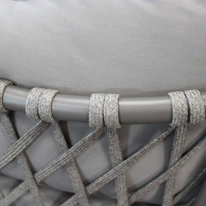 BACHATA - salotto con struttura in alluminio verniciato taupe o bianca, rivestimento in corda in pvc