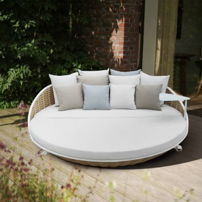 MARISMA - divano letto outdoor con struttura in alluminio verniciato taupe