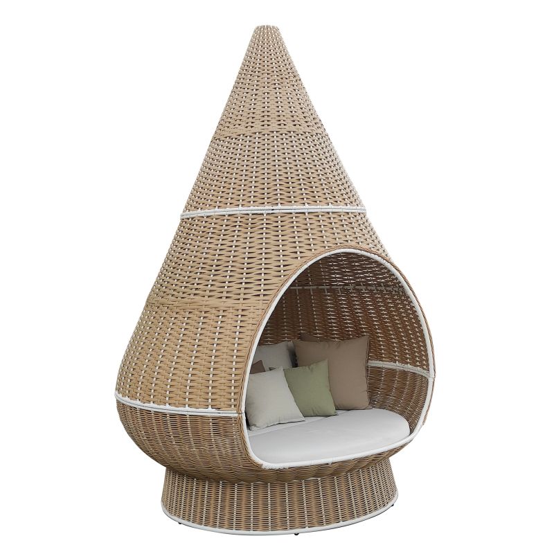 MELODIA - conchiglione con struttura in alluminio verniciato rivestito in rattan