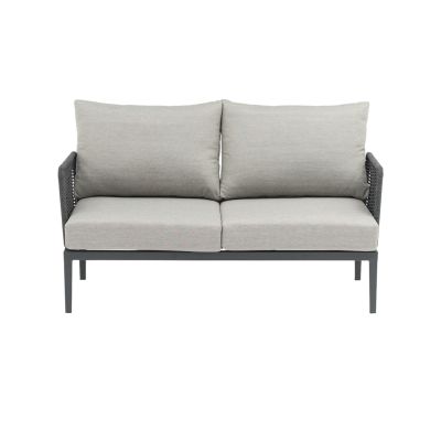 ESCONDIDO - salotto con struttura in alluminio antracite e corda in pvc, tavolino effetto pietra