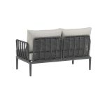 ESCONDIDO - salotto con struttura in alluminio antracite e corda in pvc, tavolino effetto pietra