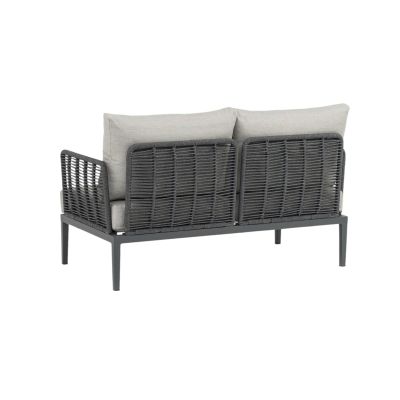 ESCONDIDO - salotto con struttura in alluminio antracite e corda in pvc, tavolino effetto pietra