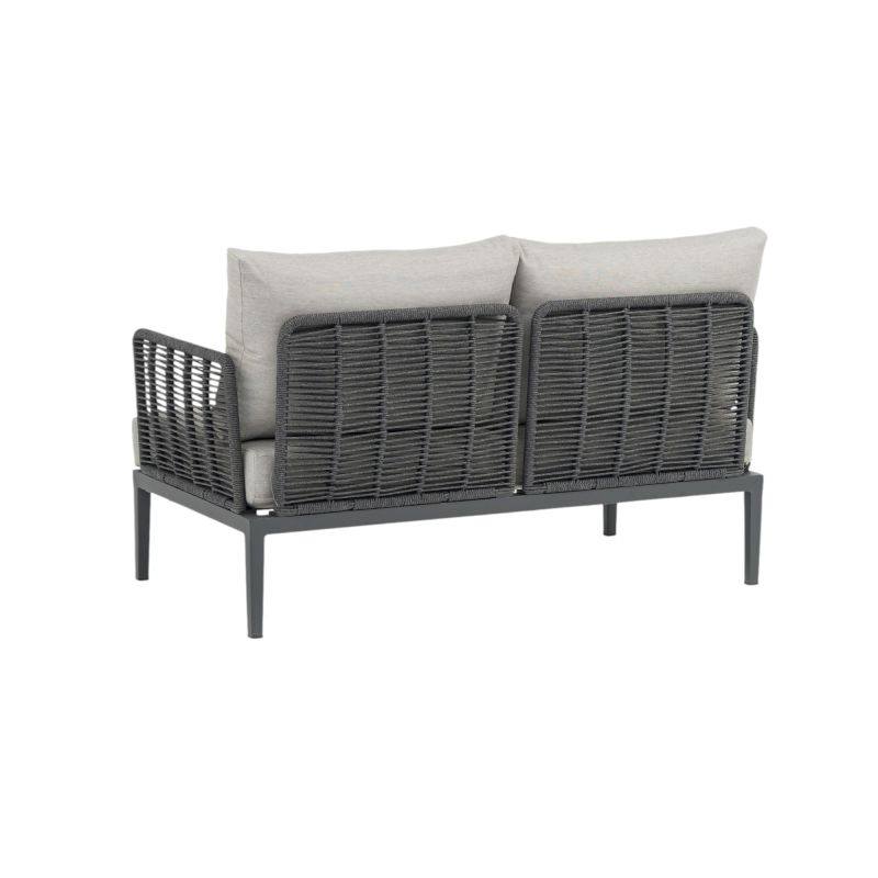 ESCONDIDO - salotto con struttura in alluminio antracite e corda in pvc, tavolino effetto pietra