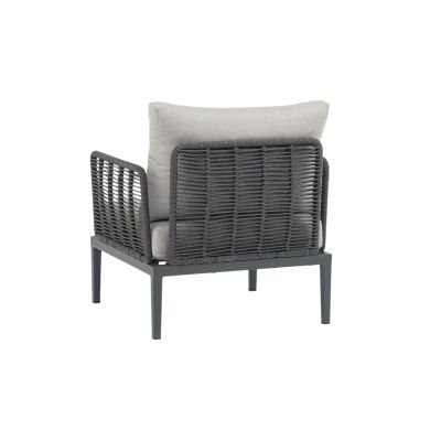 ESCONDIDO - salotto con struttura in alluminio antracite e corda in pvc, tavolino effetto pietra