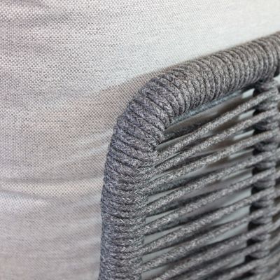 ESCONDIDO - salotto con struttura in alluminio antracite e corda in pvc, tavolino effetto pietra