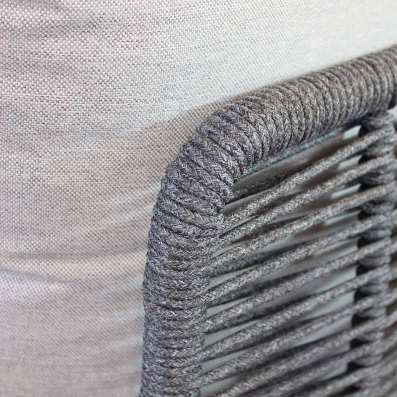 ESCONDIDO - salotto con struttura in alluminio antracite e corda in pvc, tavolino effetto pietra