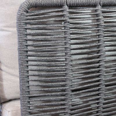 ESCONDIDO - salotto con struttura in alluminio antracite e corda in pvc, tavolino effetto pietra