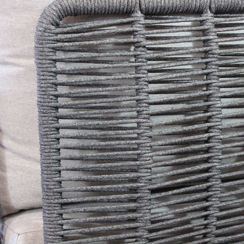 ESCONDIDO - salotto con struttura in alluminio antracite e corda in pvc, tavolino effetto pietra