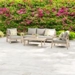 ENCANTO - salotto con struttura in alluminio verniciato effetto legno e cuscineria
