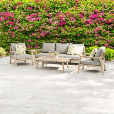 ENCANTO - salotto con struttura in alluminio verniciato effetto legno e cuscineria