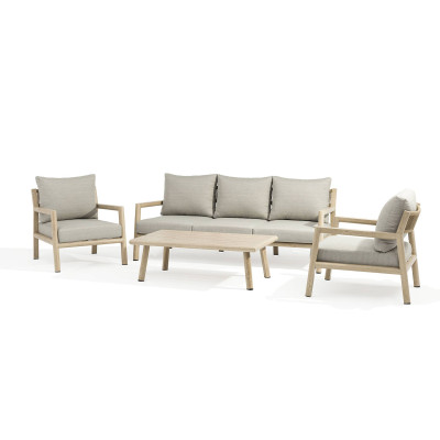 ENCANTO - salotto con struttura in alluminio verniciato effetto legno e cuscineria