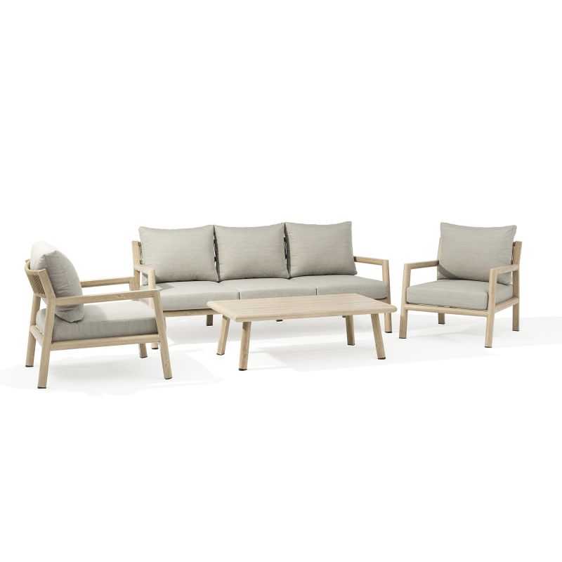 ENCANTO - salotto con struttura in alluminio verniciato effetto legno e cuscineria