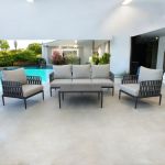 CASCADA - salotto outdoor con struttura in alluminio grigio chiaro, antracite o naturale