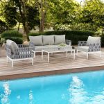 CASCADA - salotto outdoor con struttura in alluminio grigio chiaro, antracite o naturale