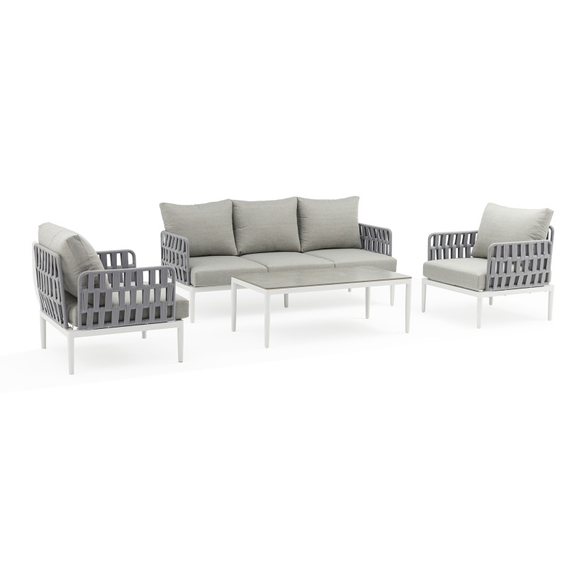 CASCADA - salotto outdoor con struttura in alluminio grigio chiaro, antracite o naturale