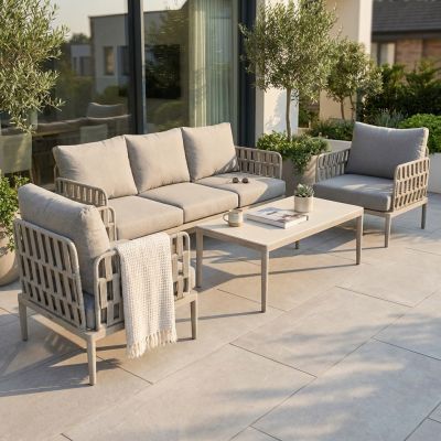 CASCADA - salotto outdoor con struttura in alluminio grigio chiaro, antracite o naturale