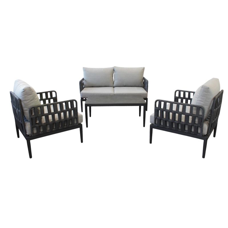 CASCADA - salotto outdoor con struttura in alluminio grigio chiaro, antracite o naturale