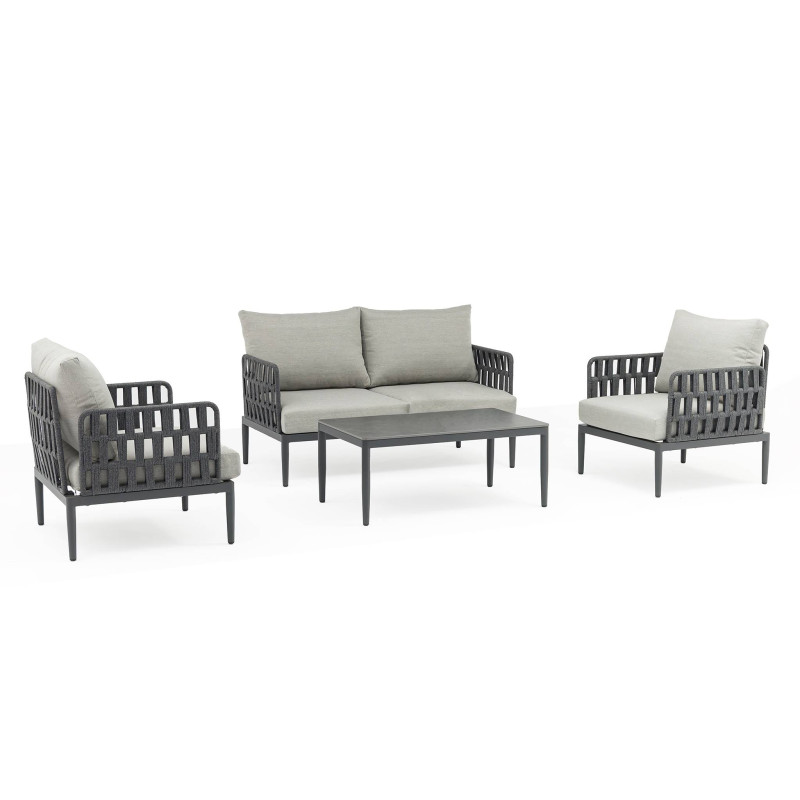 CASCADA - salotto outdoor con struttura in alluminio grigio chiaro, antracite o naturale