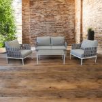 CASCADA - salotto outdoor con struttura in alluminio grigio chiaro, antracite o naturale