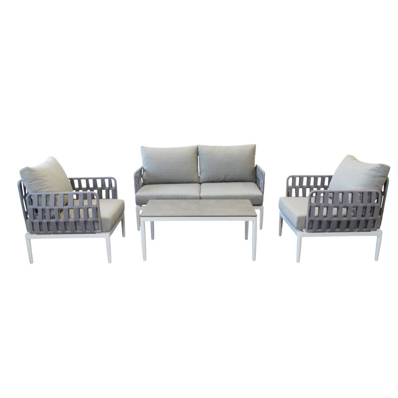 CASCADA - salotto outdoor con struttura in alluminio grigio chiaro, antracite o naturale