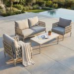 CASCADA - salotto outdoor con struttura in alluminio grigio chiaro, antracite o naturale