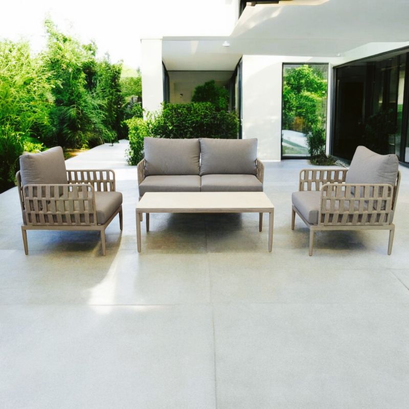 CASCADA - salotto outdoor con struttura in alluminio grigio chiaro, antracite o naturale