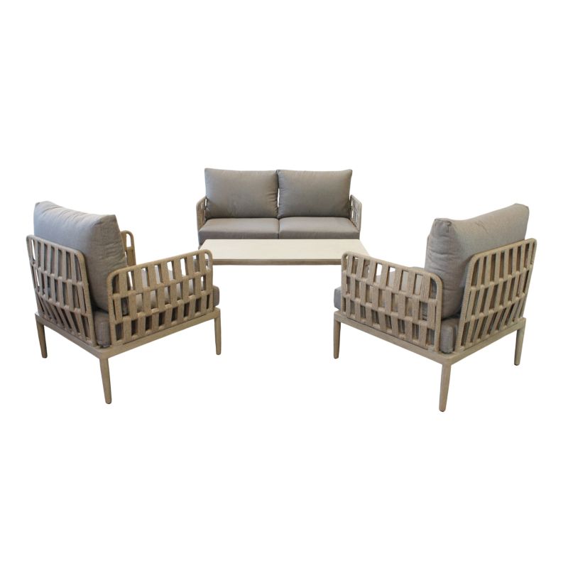 CASCADA - salotto outdoor con struttura in alluminio grigio chiaro, antracite o naturale