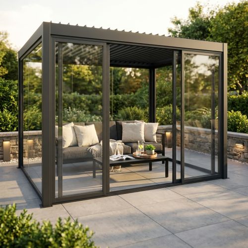 Laterale scorrevole con vetro per pergola bioclimatica 4 m