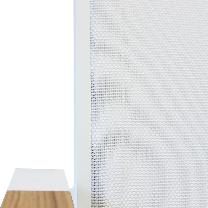 IMPACTO - poltrona impilabile in alluminio bianco o antracite con braccioli effetto legno