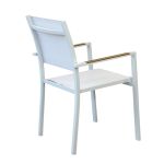 IMPACTO - poltrona impilabile in alluminio bianco o antracite con braccioli effetto legno