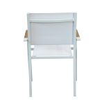 IMPACTO - poltrona impilabile in alluminio bianco o antracite con braccioli effetto legno