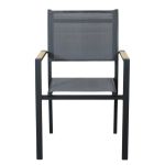 IMPACTO - poltrona impilabile in alluminio bianco o antracite con braccioli effetto legno