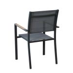 IMPACTO - poltrona impilabile in alluminio bianco o antracite con braccioli effetto legno