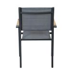 IMPACTO - poltrona impilabile in alluminio bianco o antracite con braccioli effetto legno