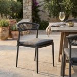 MIRADA - struttura in alluminio bianco o antracite, schienale in corda e seduta in textilene con cuscino